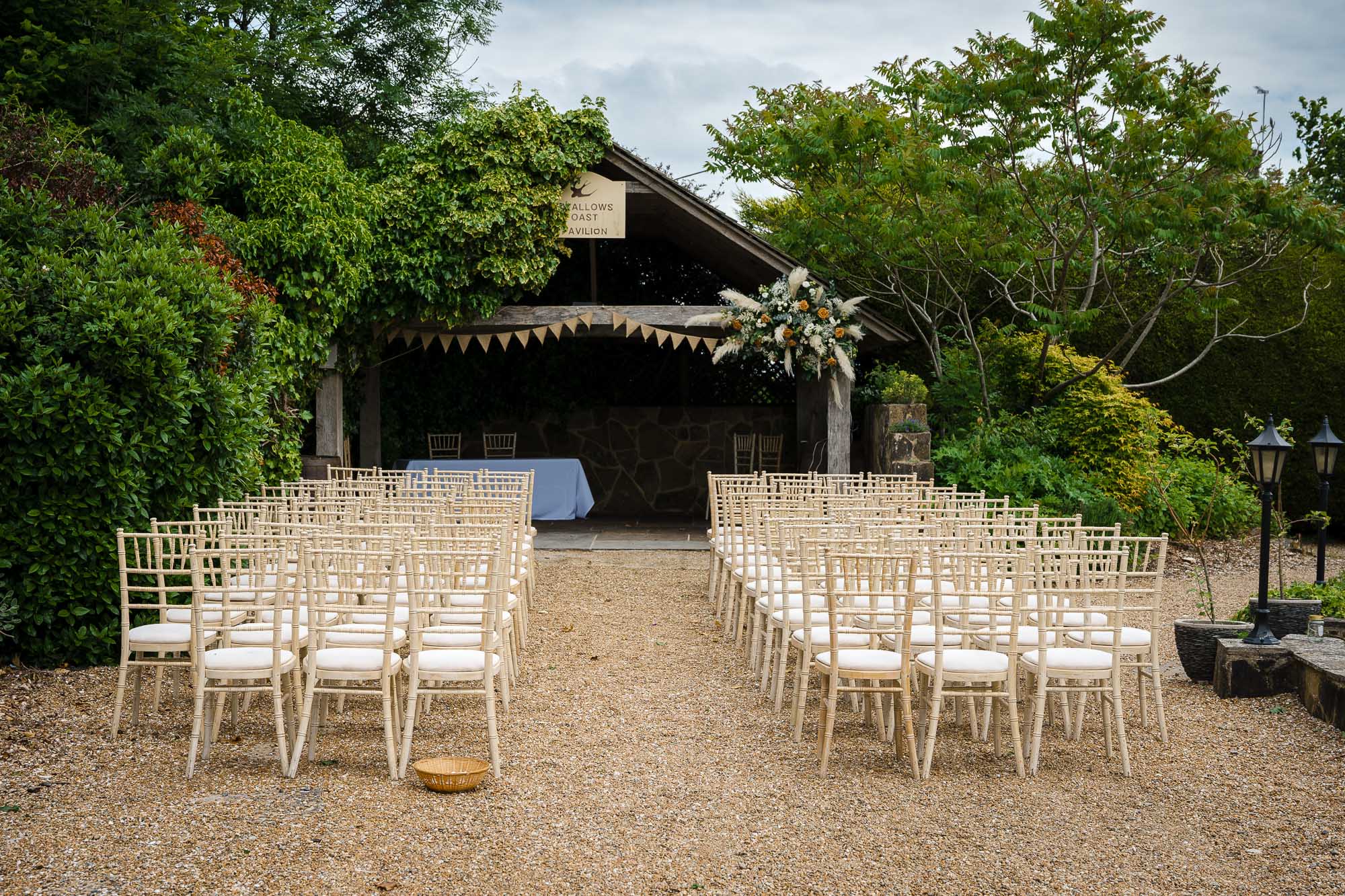 The Pavilion outdoor wedding ceremony area at Swallows Oast wedding venue, Ticehurst, East Sussex