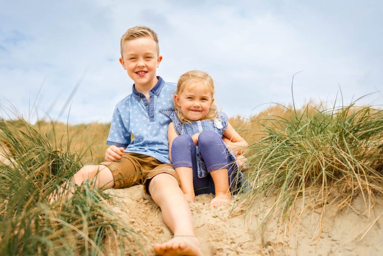 Camber Sands photo shoot, Sussex - son daughter portrait on sand dune