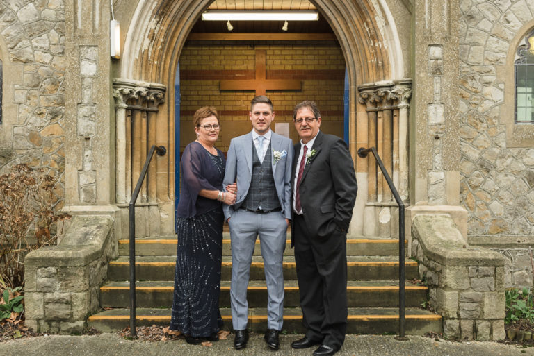 Groom and parents before the wedding ceremony | Sidcup Wedding of Becky & Hugo | Oakhouse Photography