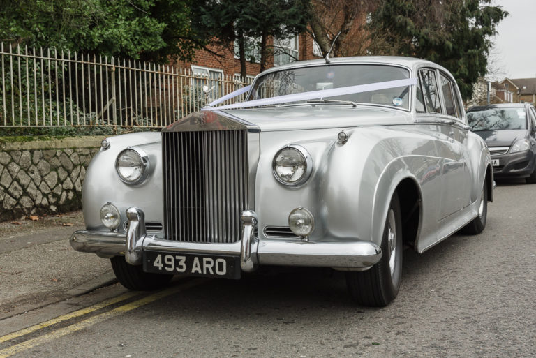 Bride's arrival in vintage Rolls Royce car | Sidcup Wedding of Becky & Hugo | Oakhouse Photography