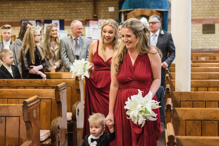 Bridesmaids coming down the aisle | Sidcup Wedding of Becky & Hugo | Oakhouse Photography