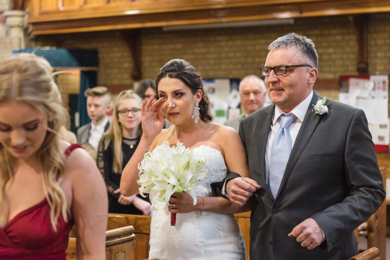 Bride and her father walking down the aisle | Sidcup Wedding of Becky & Hugo | Oakhouse Photography