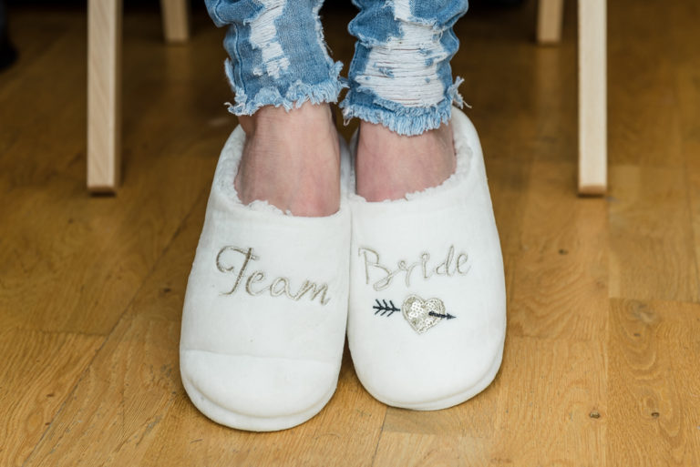 Bridal slippers - capturing wedding details | Sidcup Wedding of Becky & Hugo | Oakhouse Photography