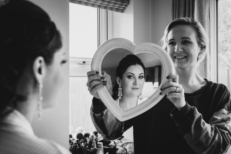 Reflection photograph during bridal prep | Sidcup Wedding of Becky & Hugo | Oakhouse Photography