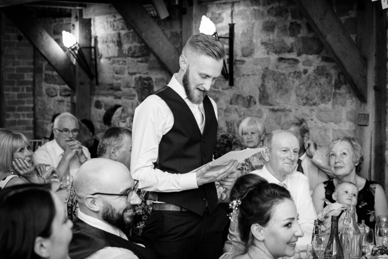 Best man's speech at Swallows Oast wedding venue, Ticehurst, East Sussex | Oakhouse Photography