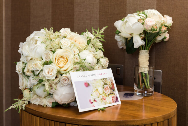 Wedding flowers on display at the Chelsea Harbour Hotel, Chelsea, London