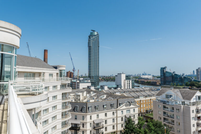 Views from the penthouse at Chelsea Harbour Hotel, Chelsea, London