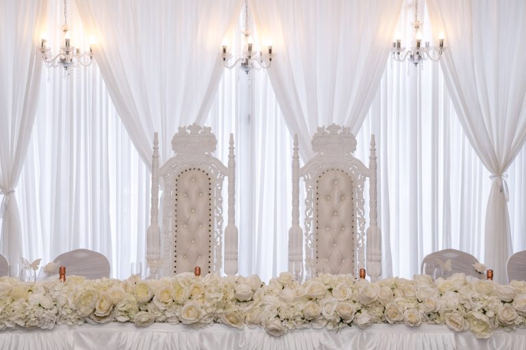 Bride and groom seating at Mercure Maidstone Great Danes Hotel wedding