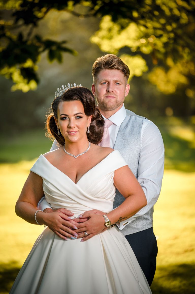 Bride and groom portrait session at sunset at the Mercure Maidstone Great Danes Hotel wedding