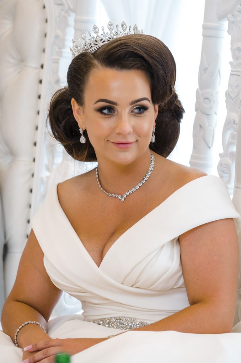 Bride's portrait during the wedding breakfast at the Mercure Maidstone Great Danes Hotel wedding