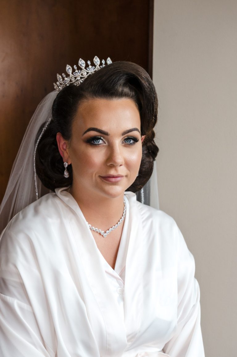 Bridal portrait during prep at Mercure Maidstone Great Danes Hotel wedding