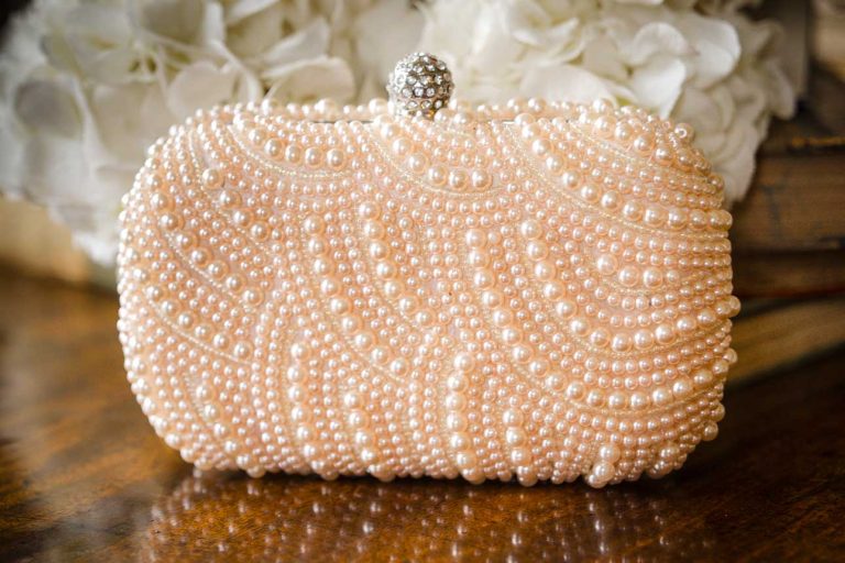 Beaded purse for bridal photo shoot at St Clear Estate, Kent