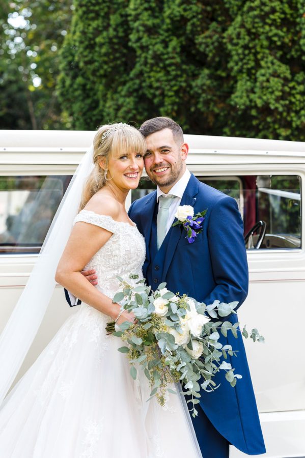 Bride and groom portraits outside St John the Evangelist Church, Bexley, Kent. Photography by Bexley wedding photographer, Oakhouse Photography