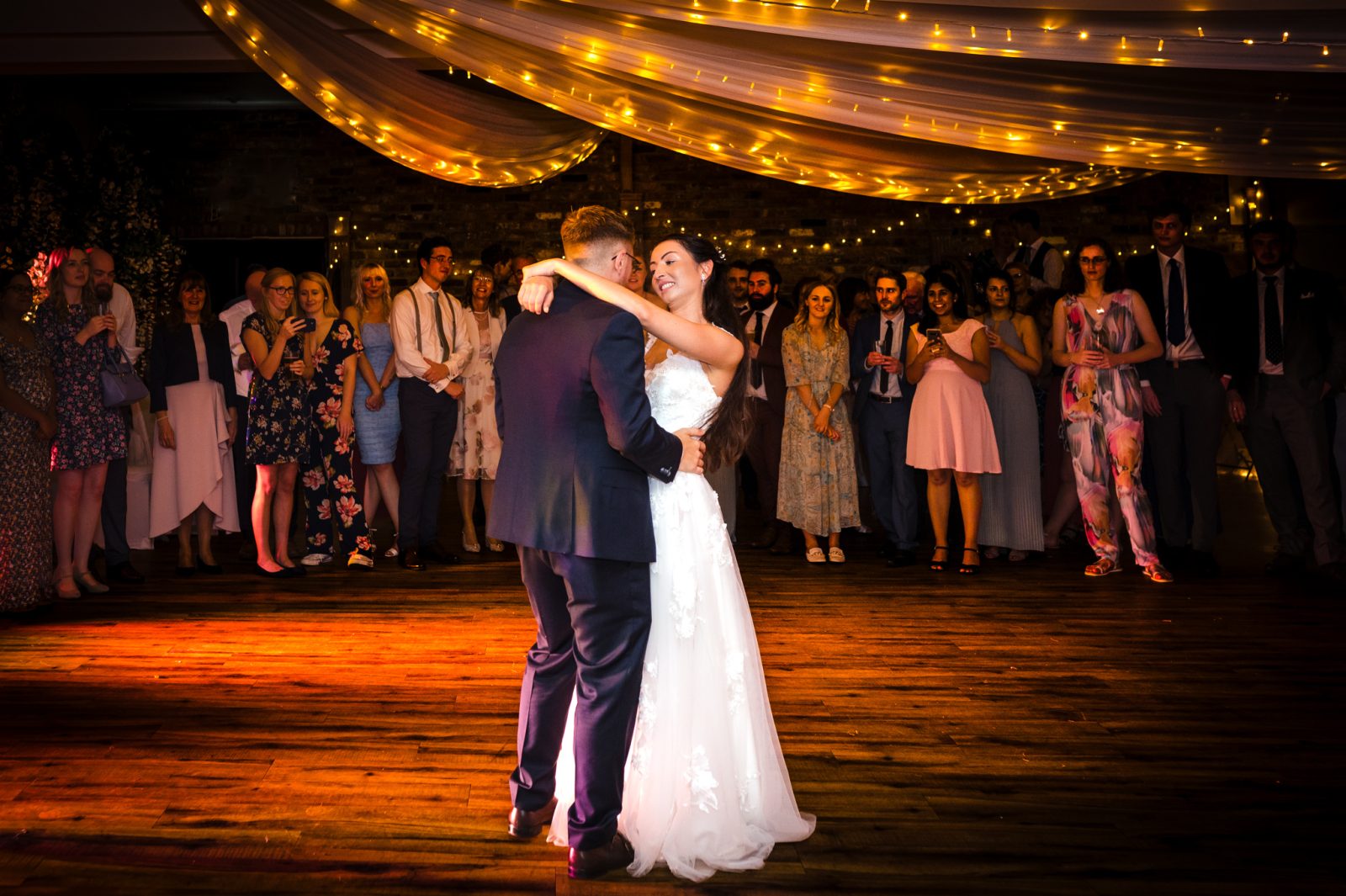 First dance for bride and groom at The Powder Mills Hotel, Battle, Sussex