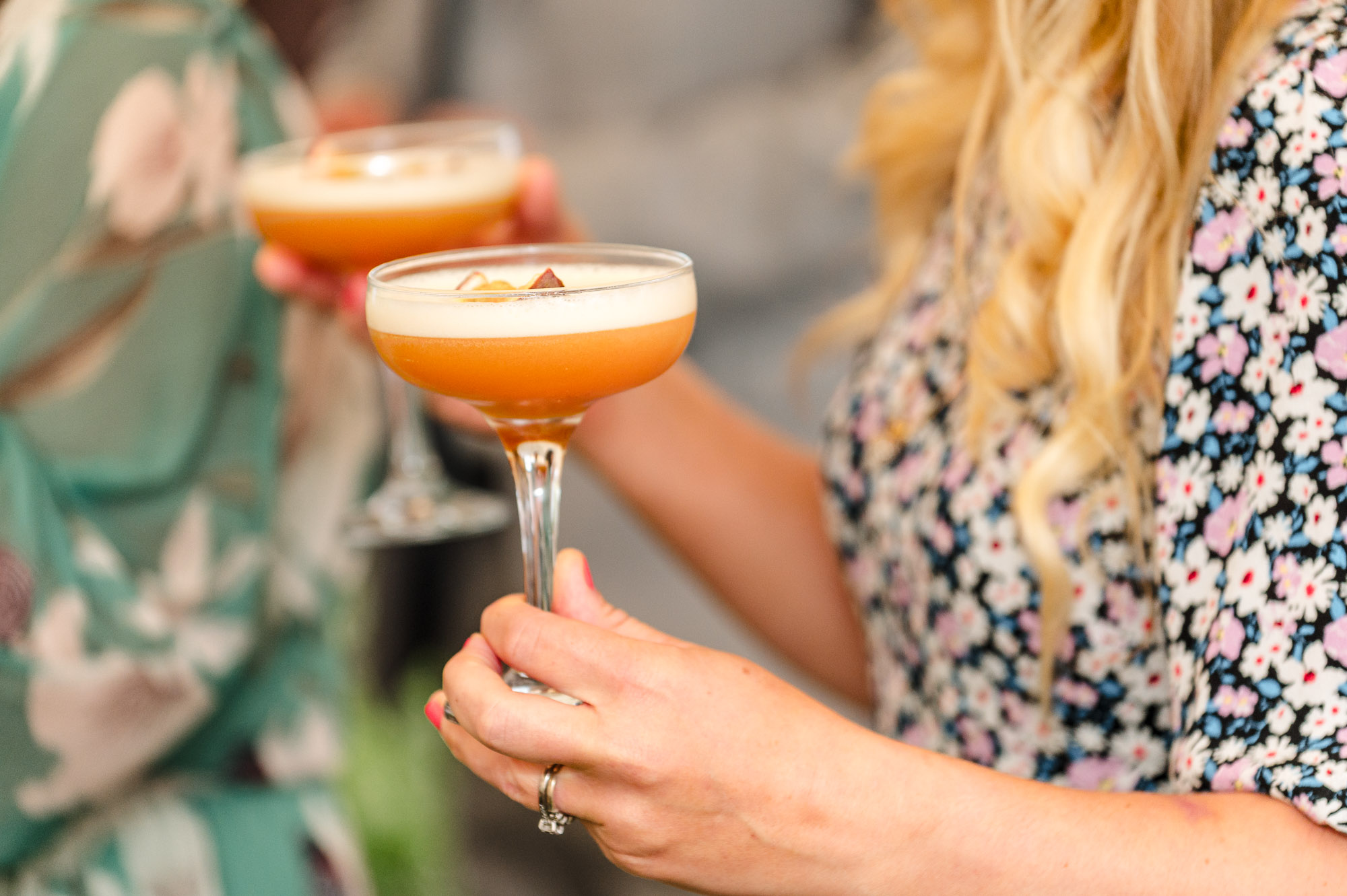 Cocktails being served at a London marquee wedding