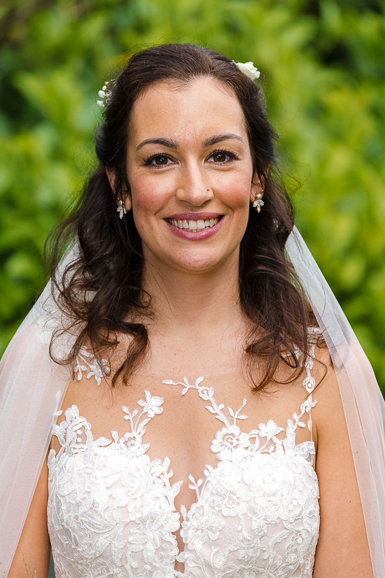 Bride portrait at Swallows Oast wedding venue in Ticehurst, East Sussex
