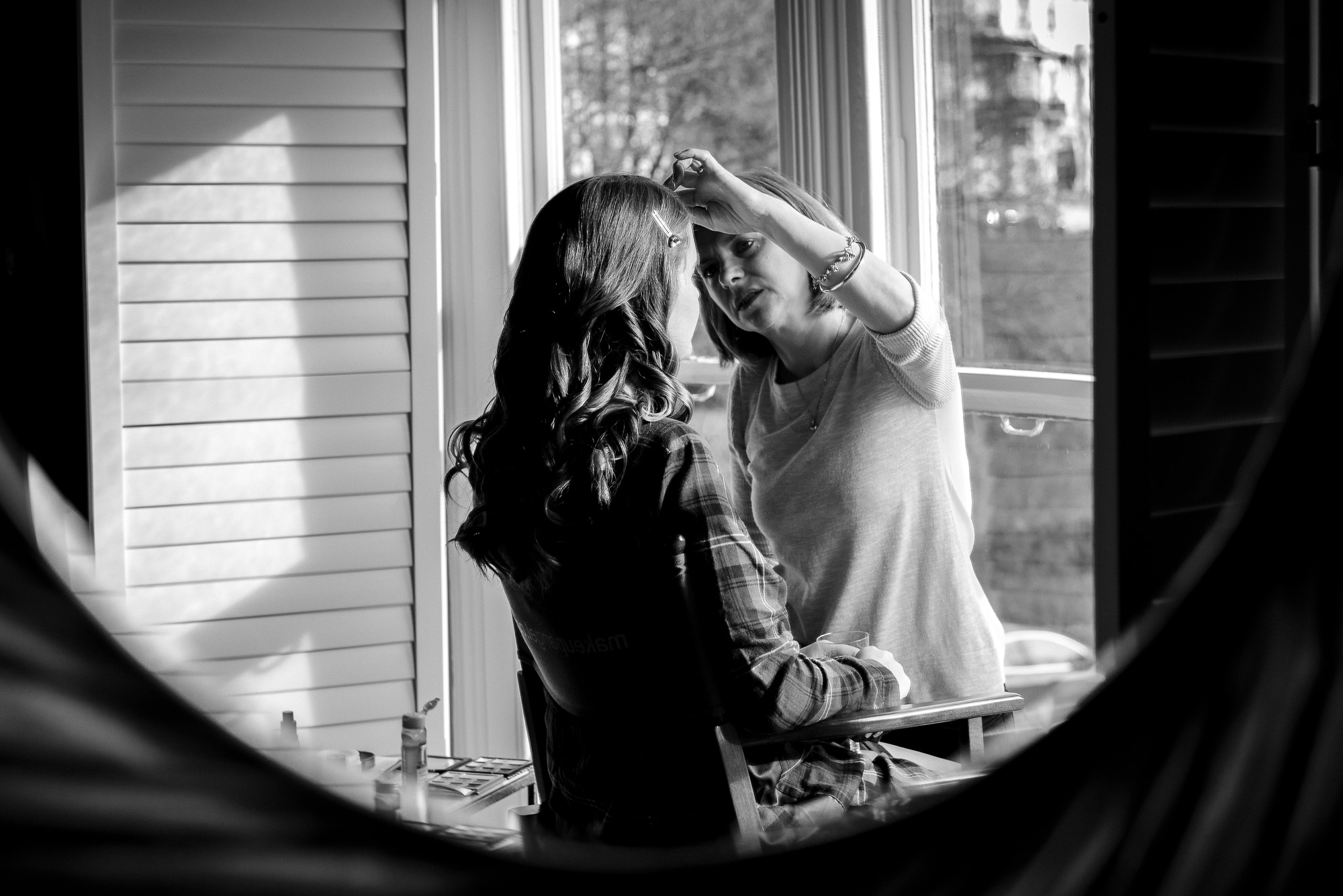 Bridal prep with make-up being done by Laetitia Rex of Makeup Angel at Mount Edgecumbe Hotel, Tunbridge