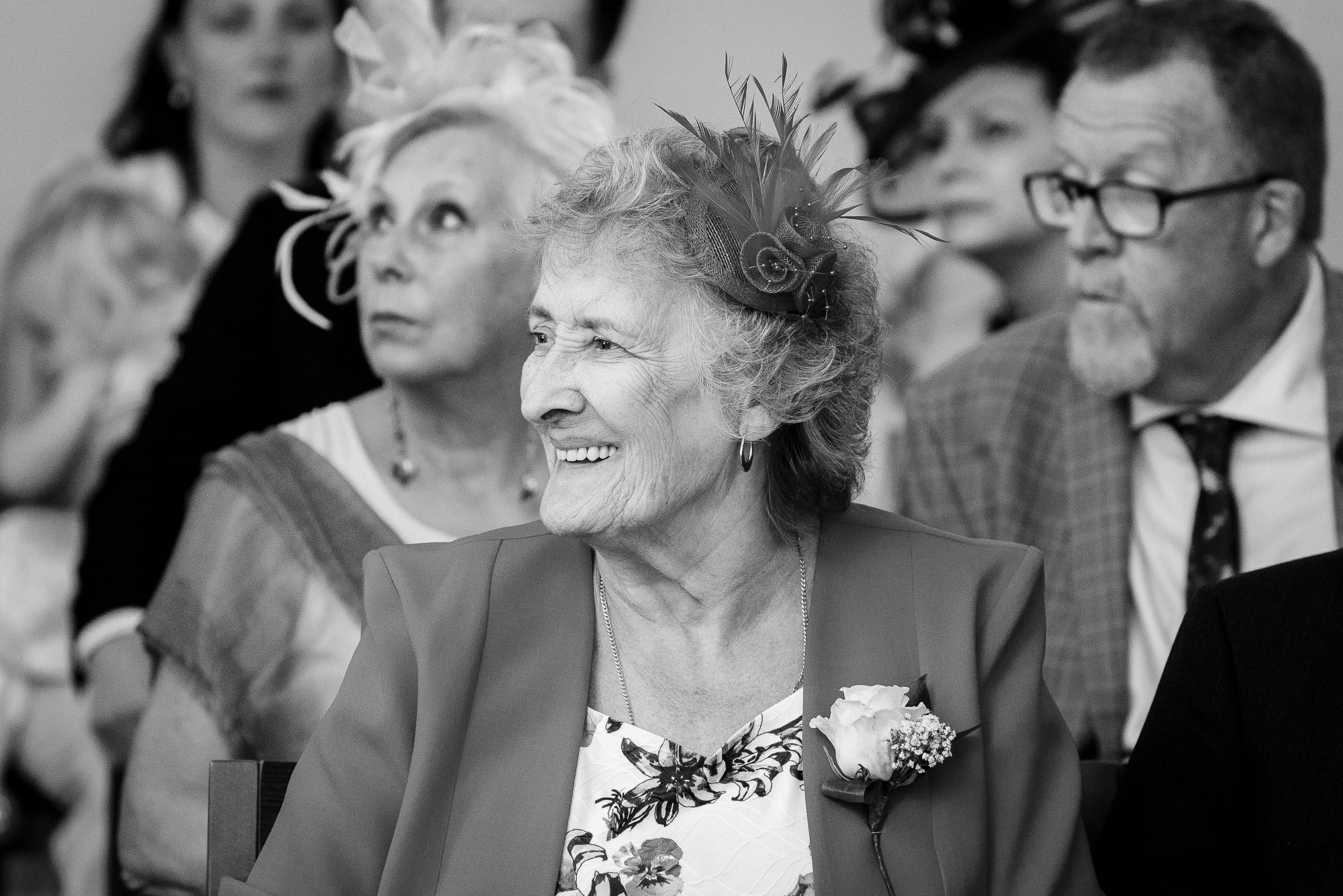 Guest awaiting bride's entrance at Chelsea Old Town Hall wedding