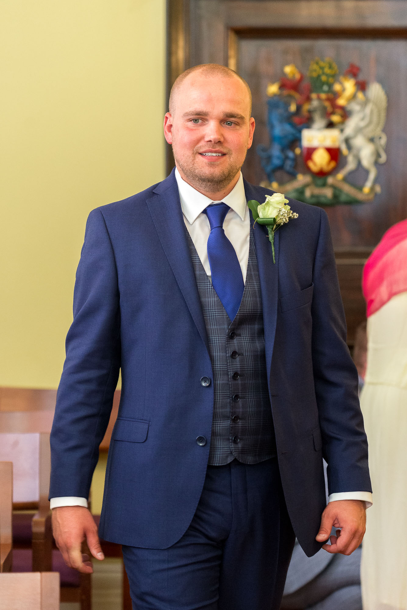 Groom in the ceremony room at Chelsea Old Town Hall wedding
