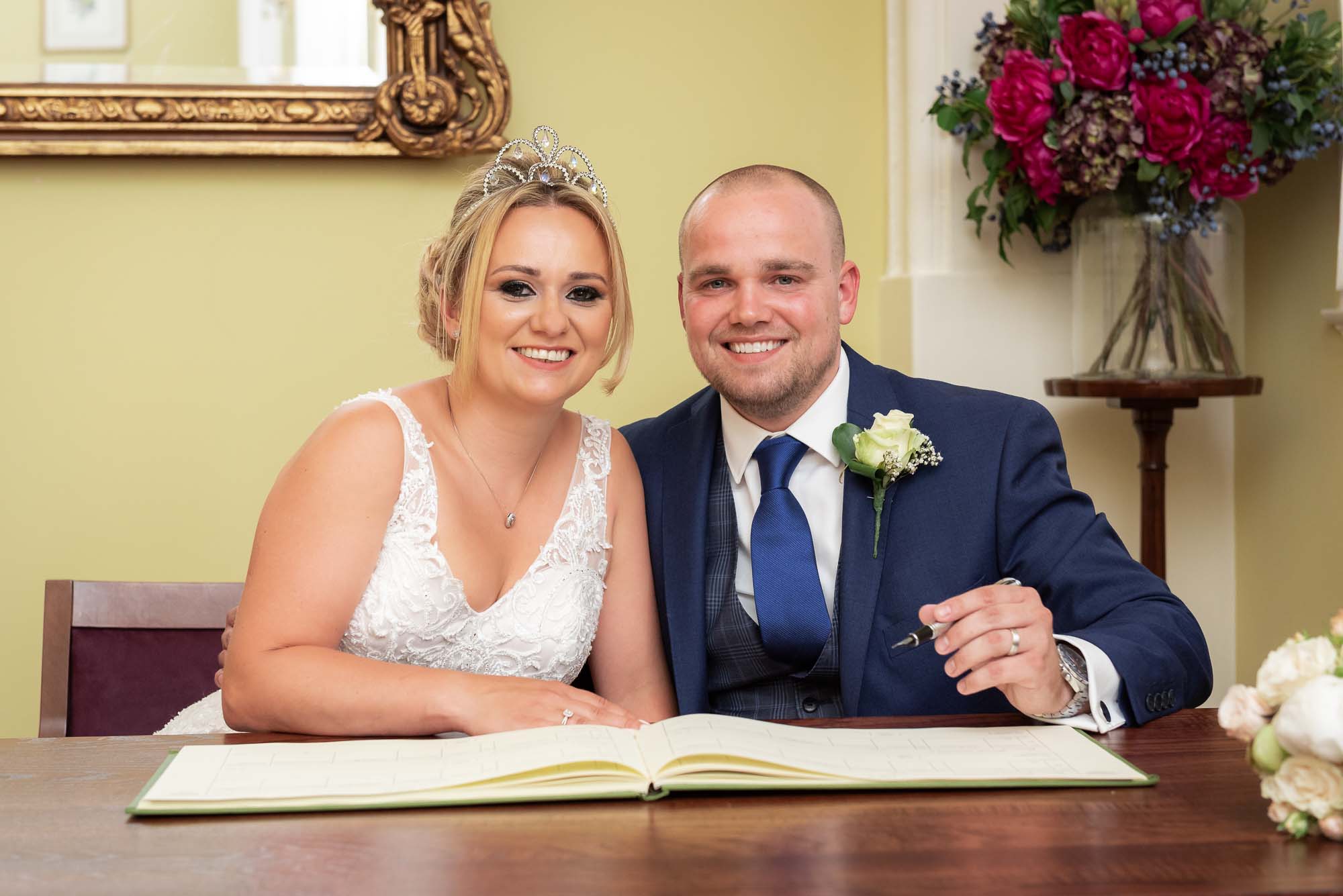 Bride and groom after signing the register at Chelsea Old Town Hall