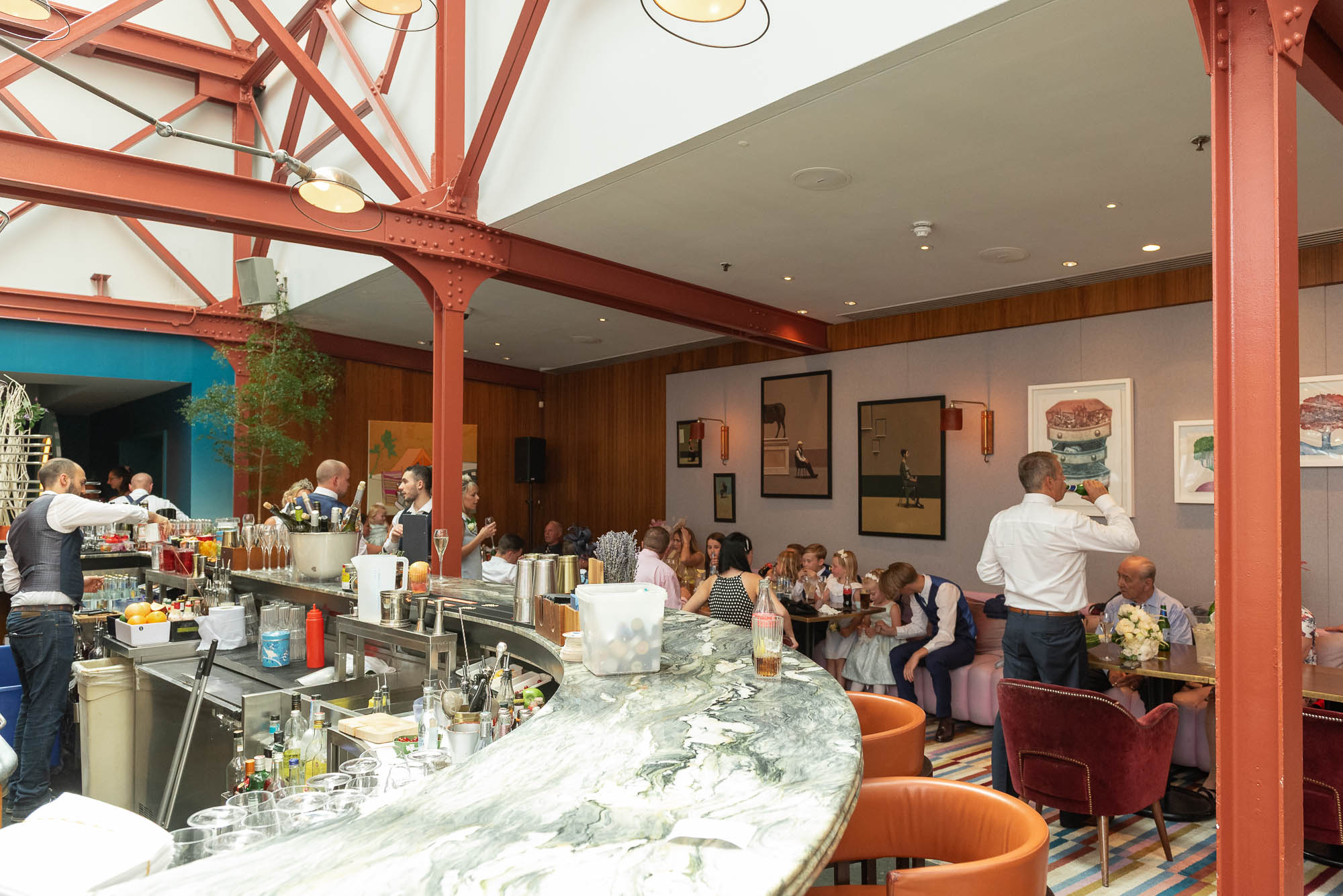 Interior view of Bluebird Chelsea wedding reception