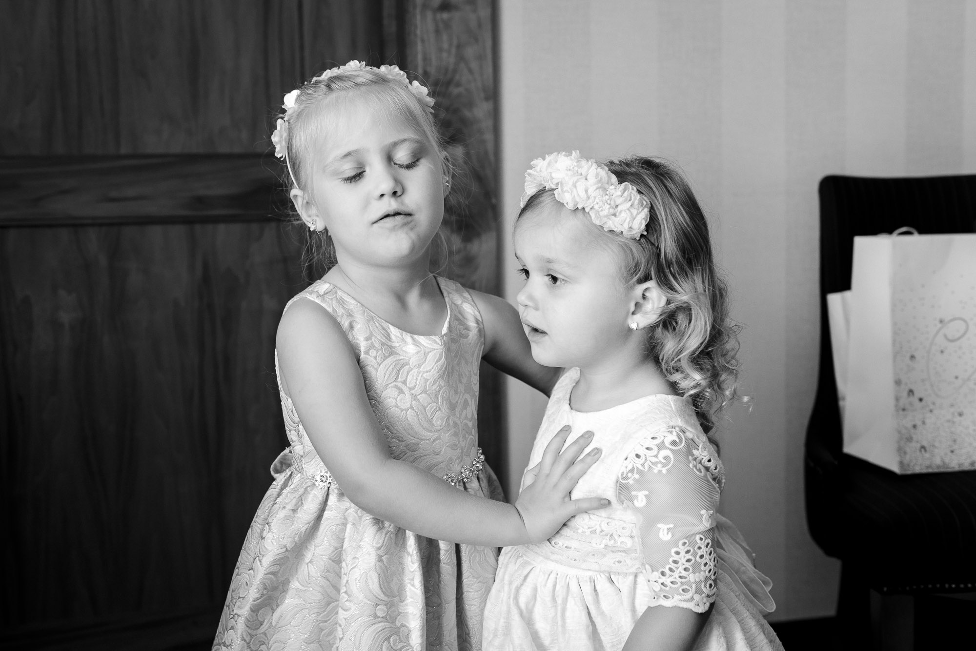 Children during bridal prep at Chelsea Harbour Hotel, London