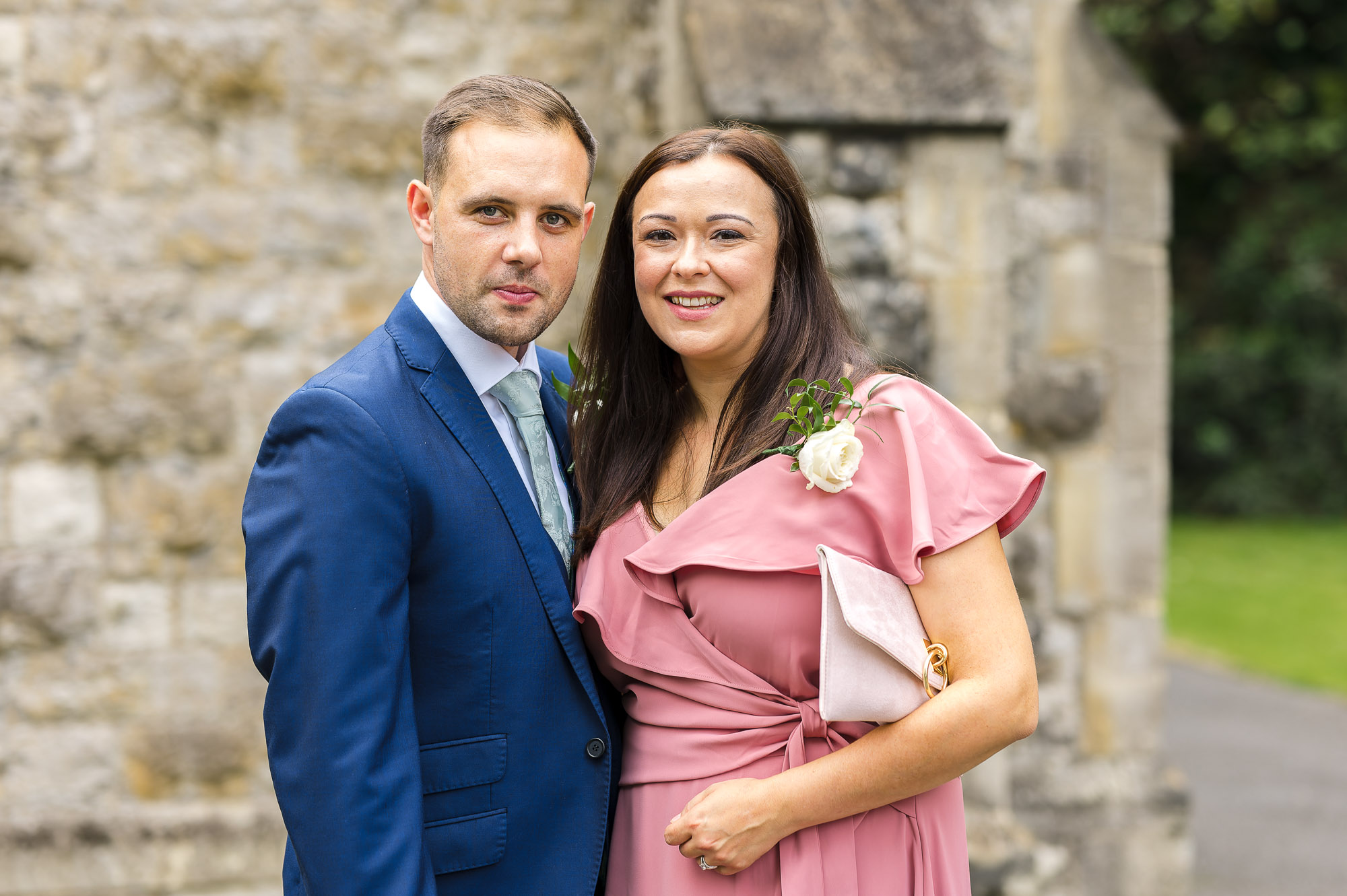 Portrait of best man and wife at St John the Evangelist Church, Bexley, Kent
